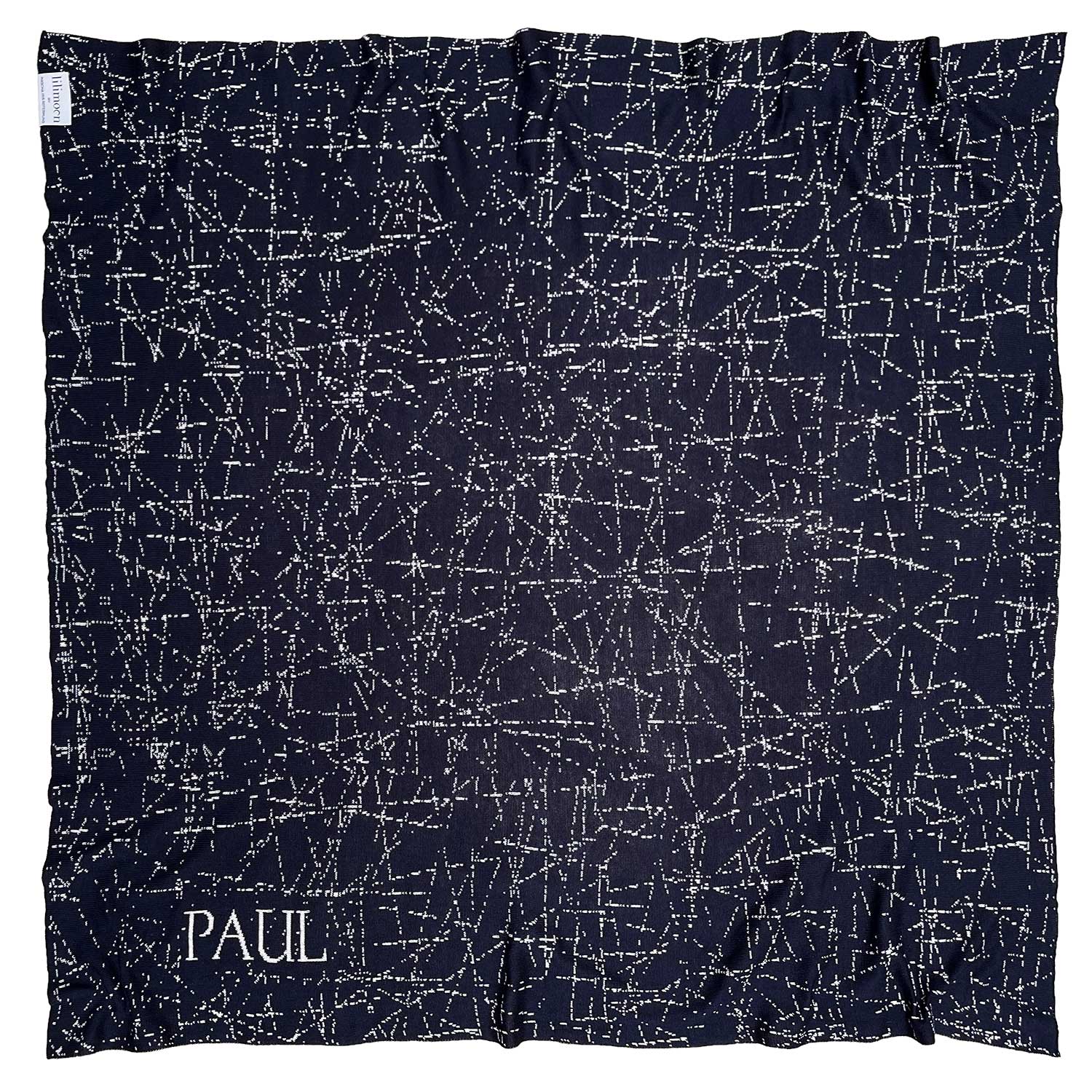 Personalisierte Babydecke Midnight aus Baumwolle mit Kaschmir in Dunkelblau und Cremeweiss by LILIMOON