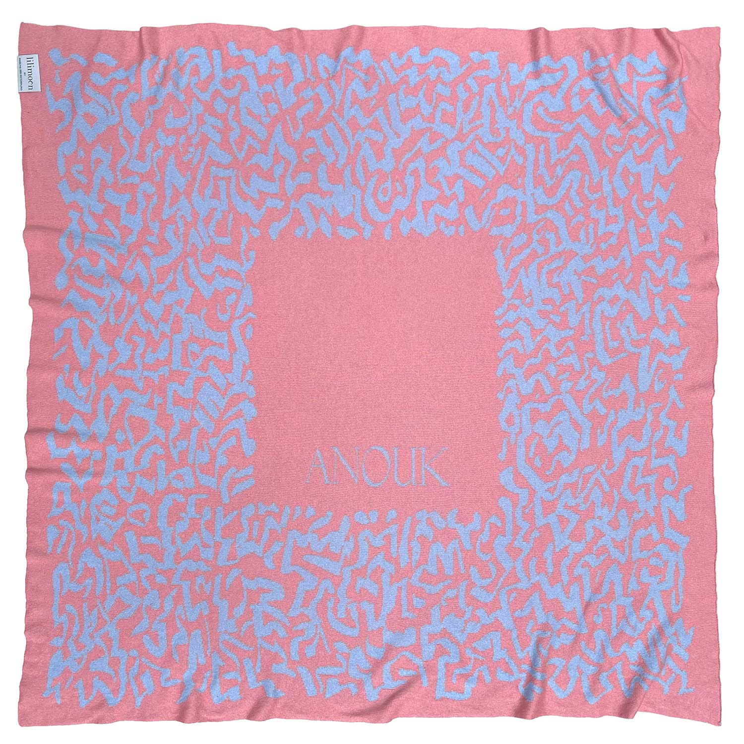 Personalisierte Babydecke Ocean aus Baumwolle mit Kaschmir in Korallenrosa und Hellblau. By LILIMOON