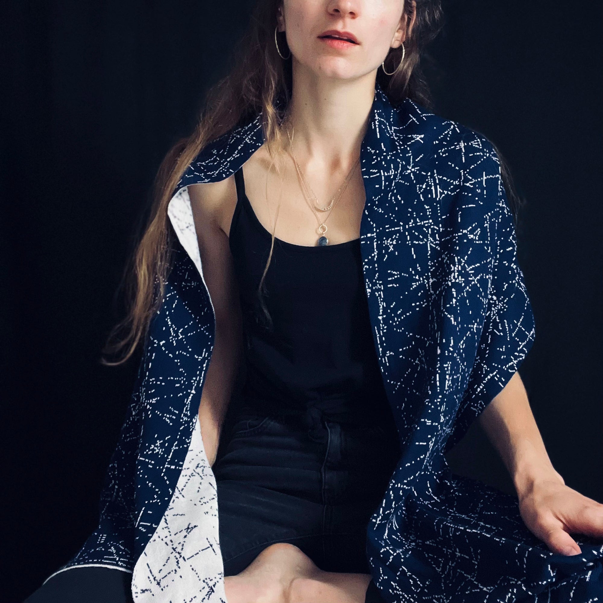 Scarf 'MIDNIGHT' with silk