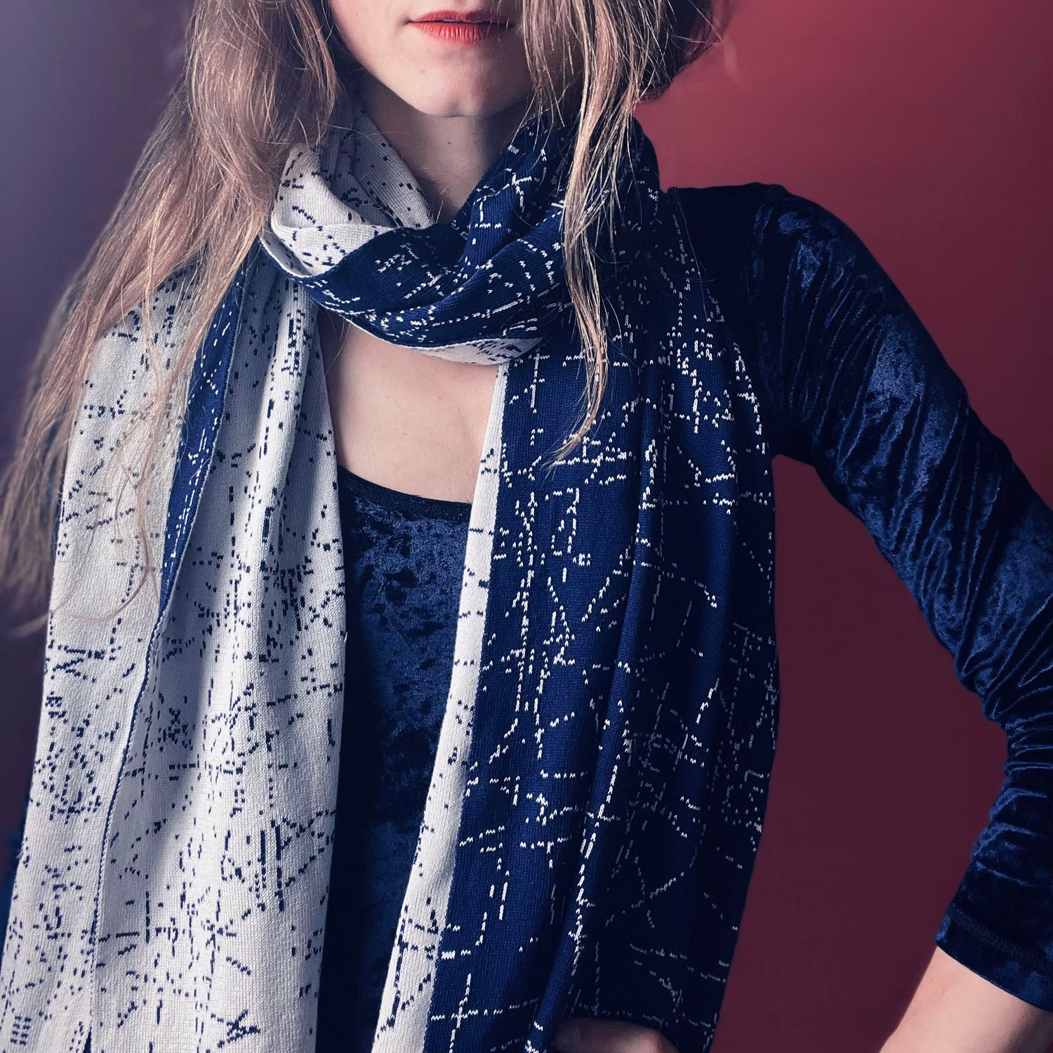 Scarf 'MIDNIGHT' with silk